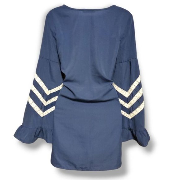 West 36th Mini Peasant Dress, Statement Sleeves - Small - Picture 2 of 3